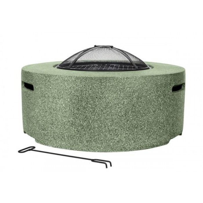 Cylinder Fire Pit including BBQ Grill - Light Green