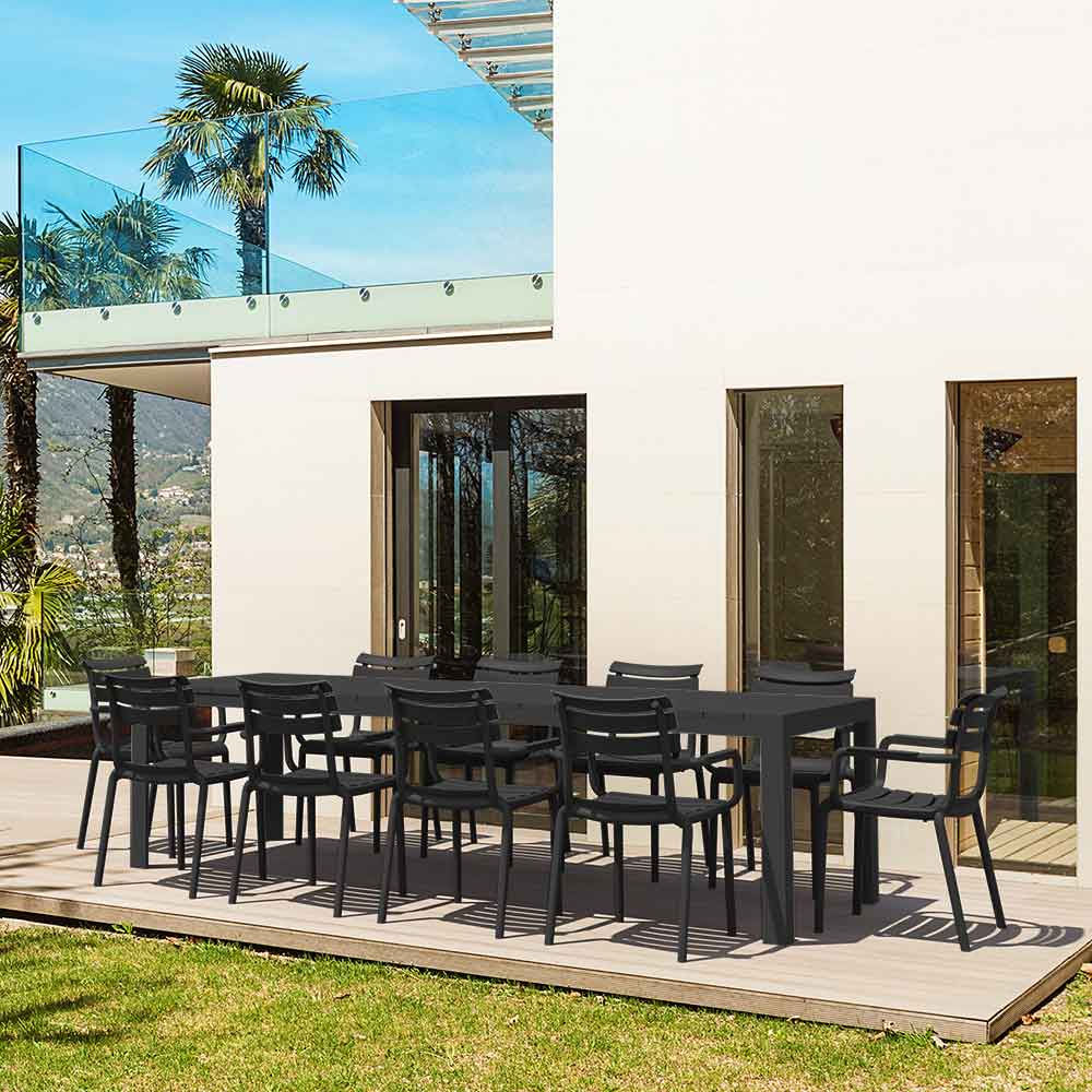 Atlantic XL 10 Seater Set Table With Paris Chairs in Black