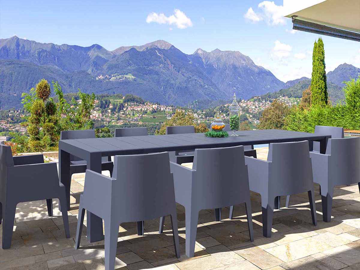 10 Box Chairs and Vegas XL Set in Grey