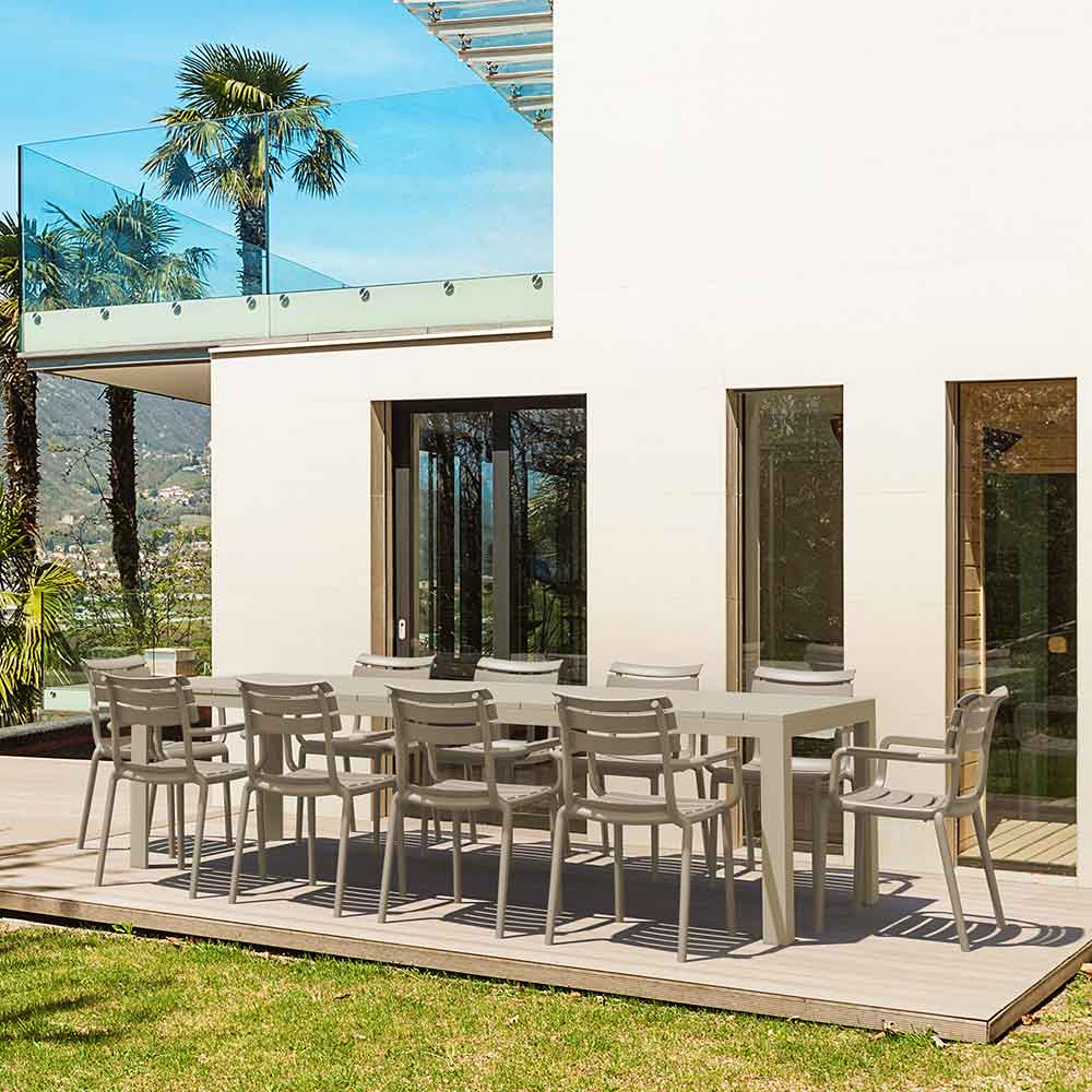 Atlantic  XL 10 Seater Set Table with Paris Chairs in Taupe
