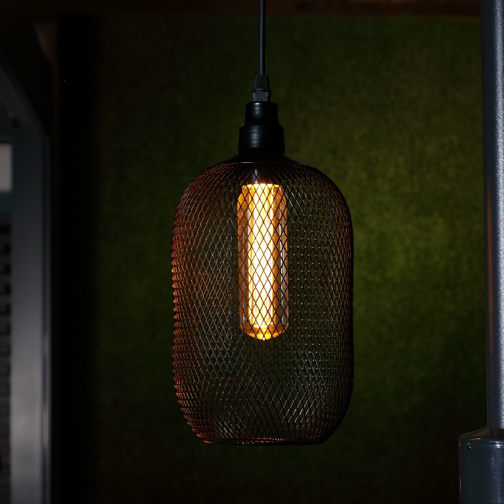 Black Mesh Megan Pendant with Bulb