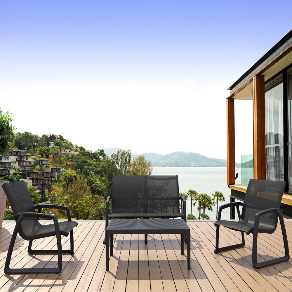 Pacific Lounge Set with Sky Table in Black