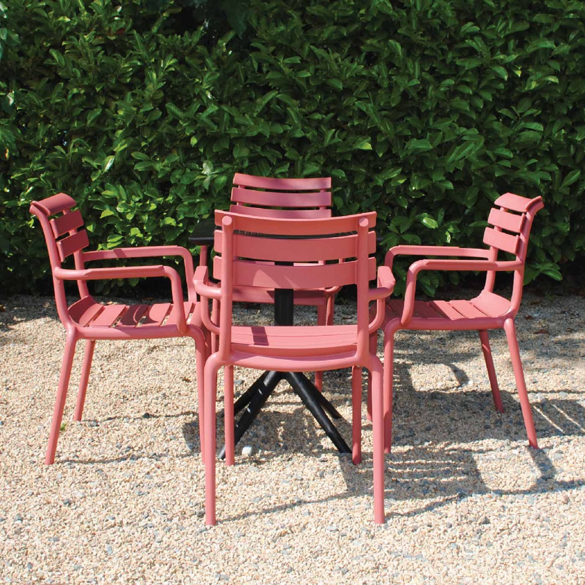 4 Seater Sky 80cm x 80cm Table In Black With Paris Chairs in Marsala