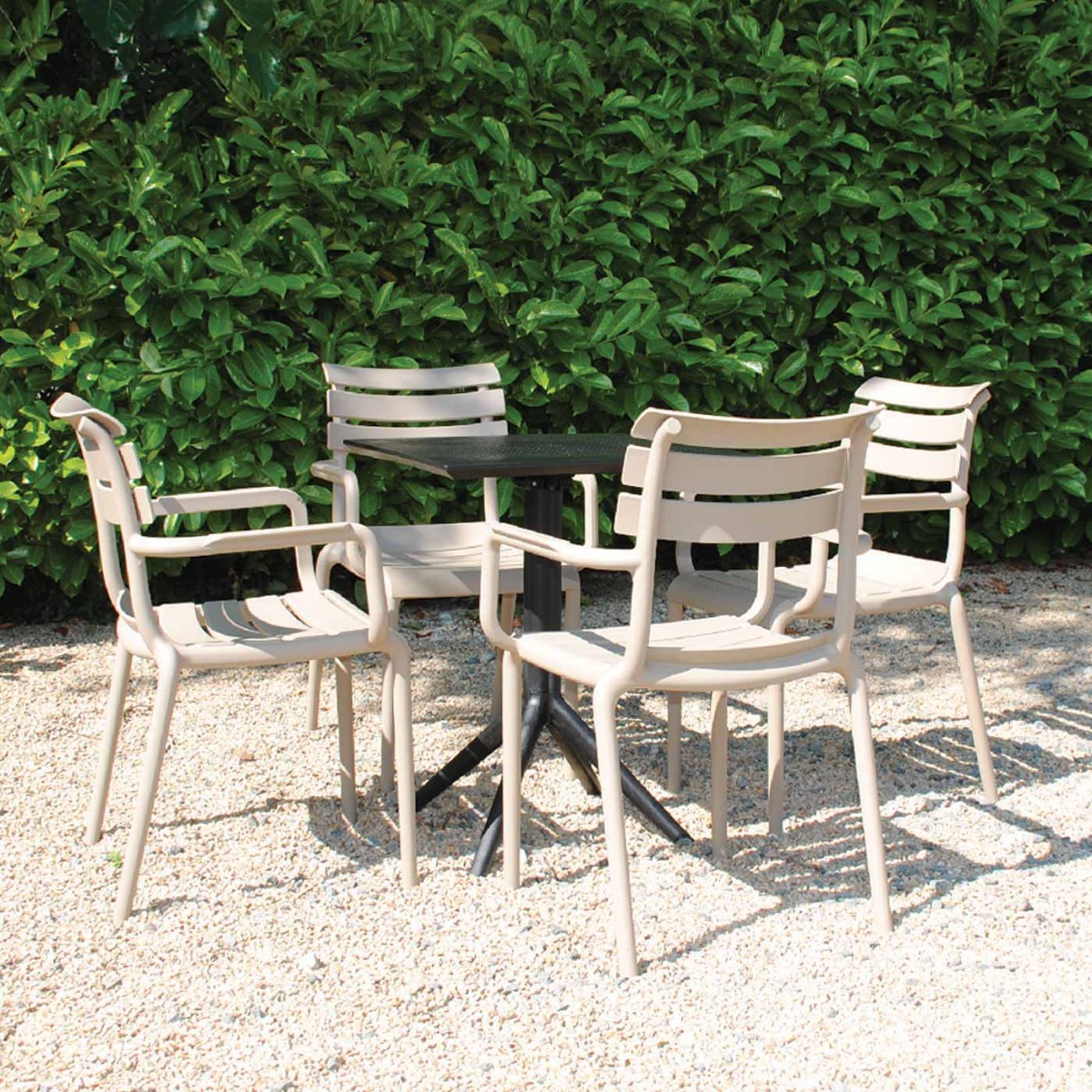 4 Seater Sky 80cm x 80cm Table Black With Paris Chairs in Taupe