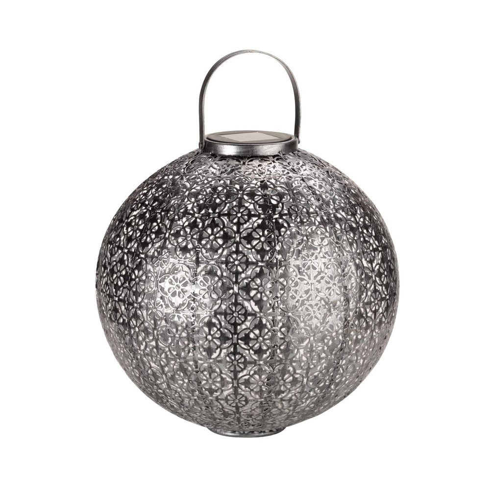 Jumbo Damasque Lantern - Silver (Solar Powered)