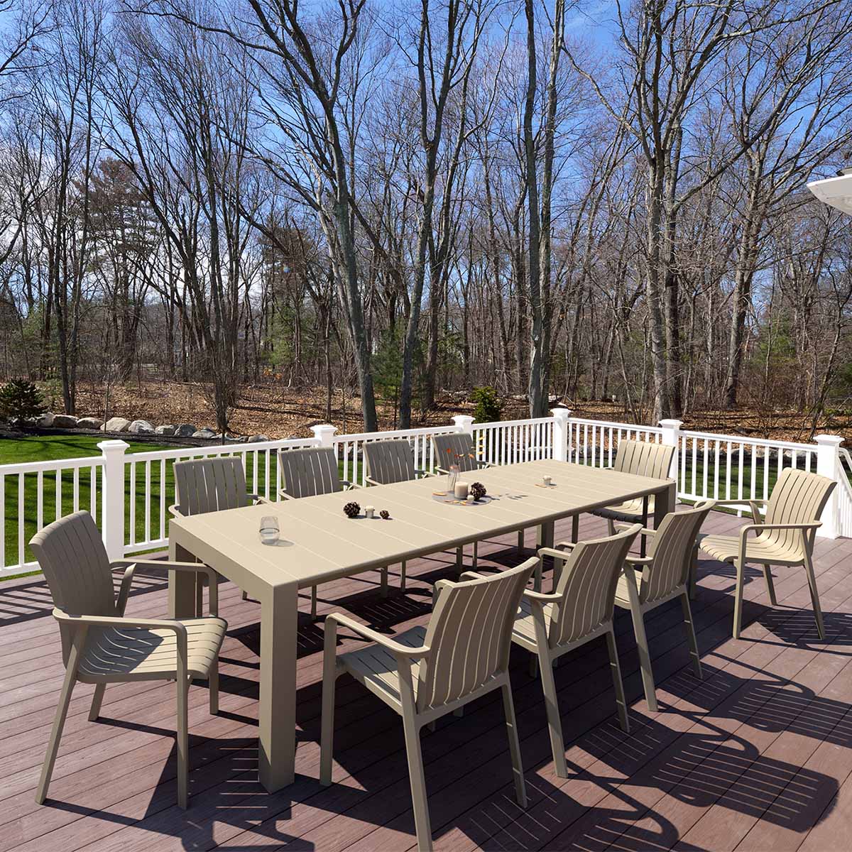 10 Slim Chairs and Vegas XL Set in Taupe (Unavailable for 2021)