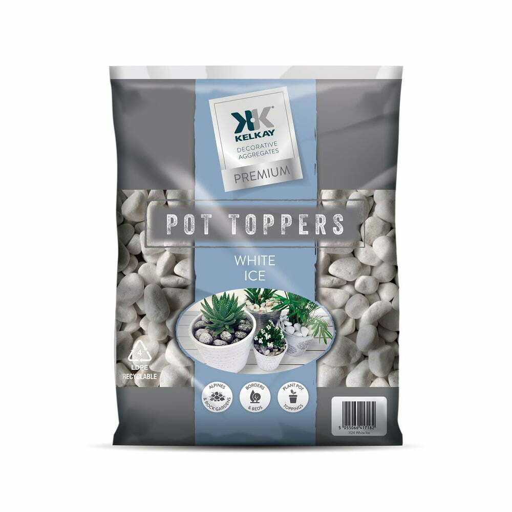 White Ice  20-40mm White Stone Pot Topper