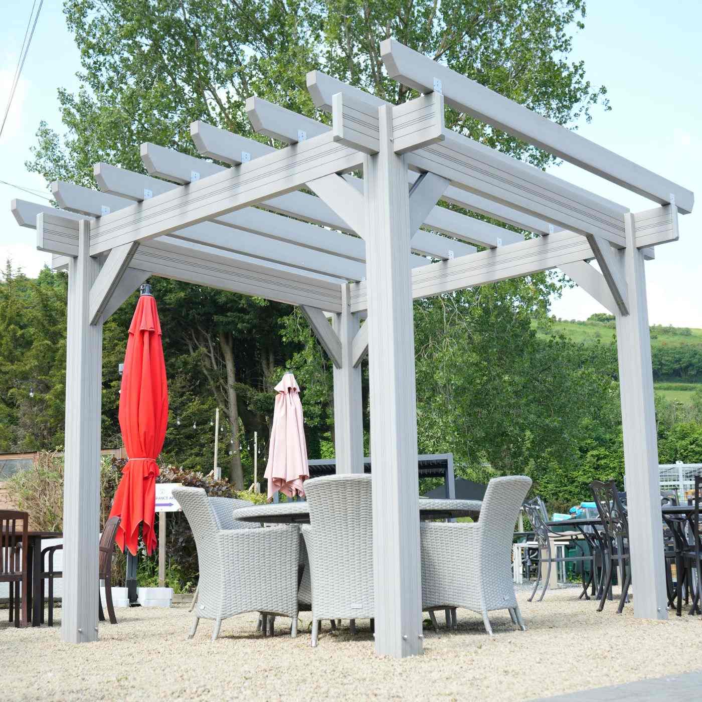 3m x 3m Composite Pergola - Stone Grey