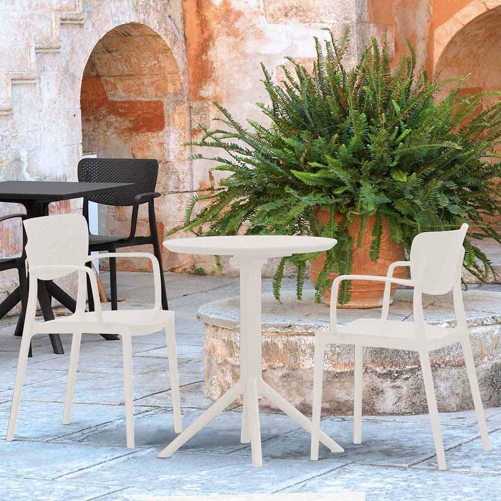 Sky 2 Seater Set Folding Round Table With Loft Chairs - White