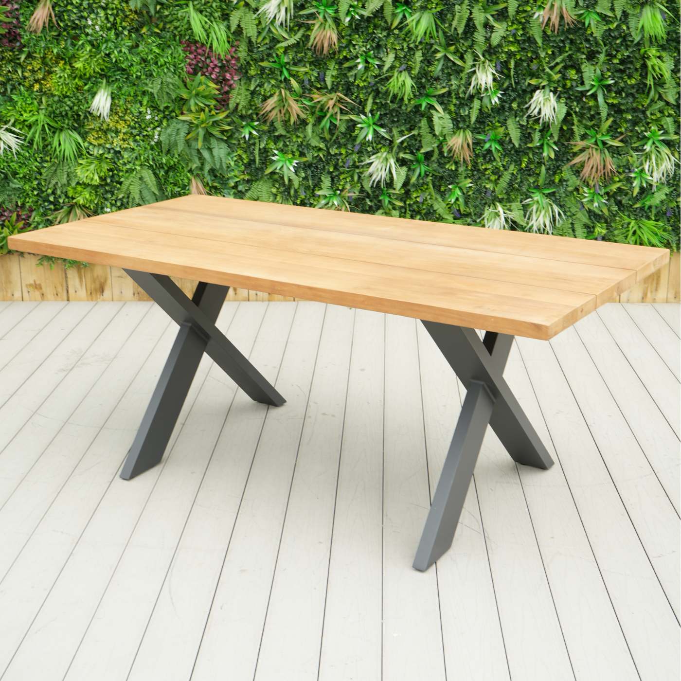 180cm Beaufort Teak Rectangular Table with X Legs