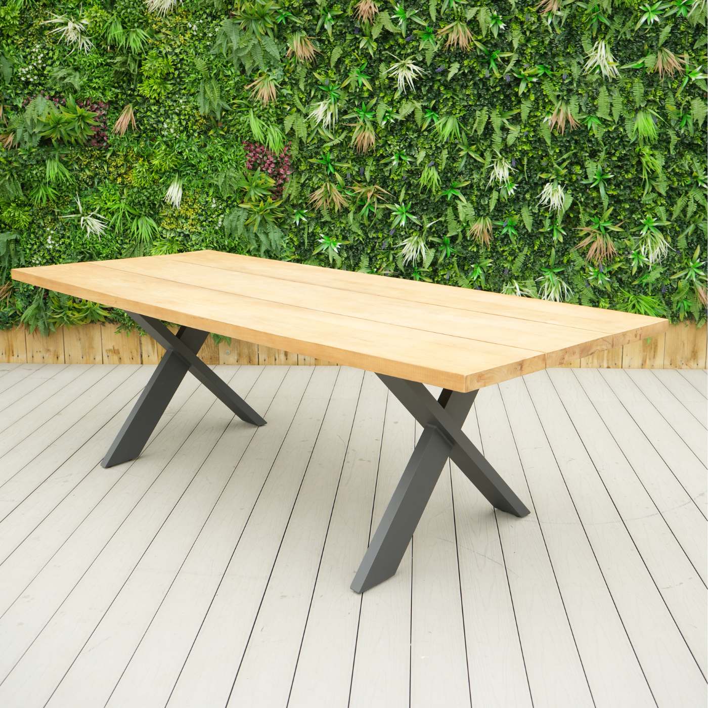 240cm Beaufort Teak Rectangular Table with X Legs