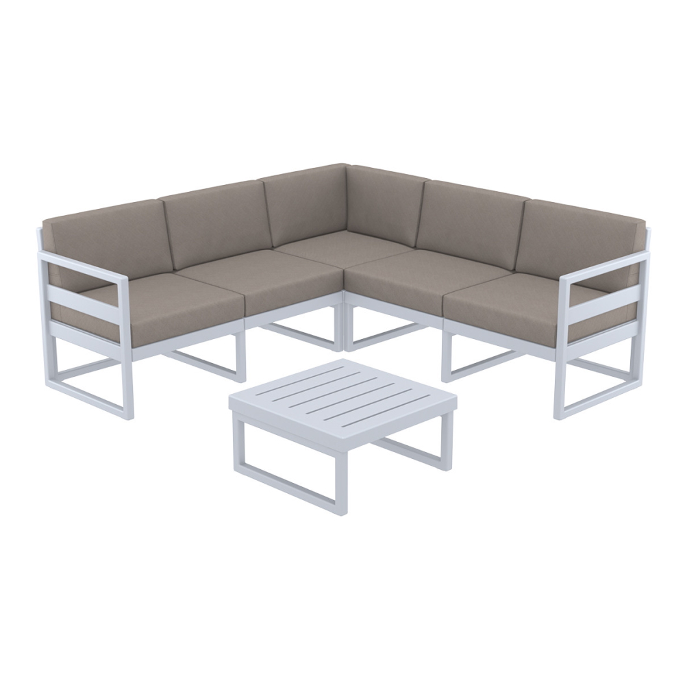 Mykonos Lounge Corner Set in Silver Grey with Taupe Cushion