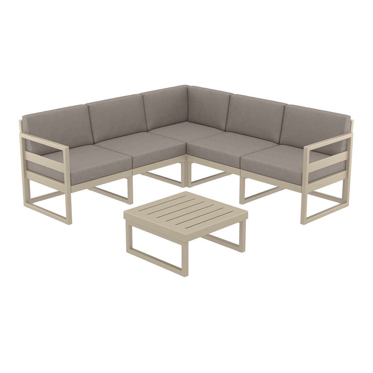 Mykonos Lounge Corner Set in Taupe with Taupe Cushion