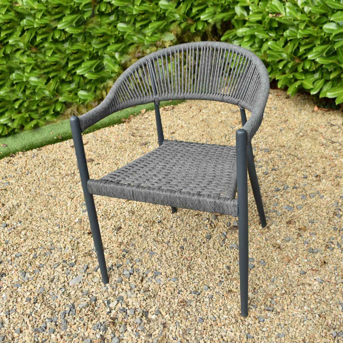 Rita Aluminium and Rope Stacking Chair - Grey