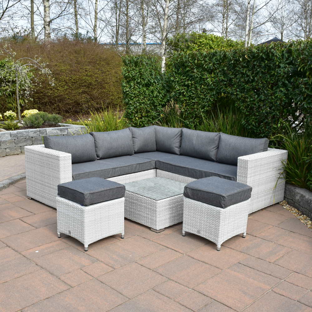 Treviso Corner Sofa Set with Coffee Table And Two Footstools