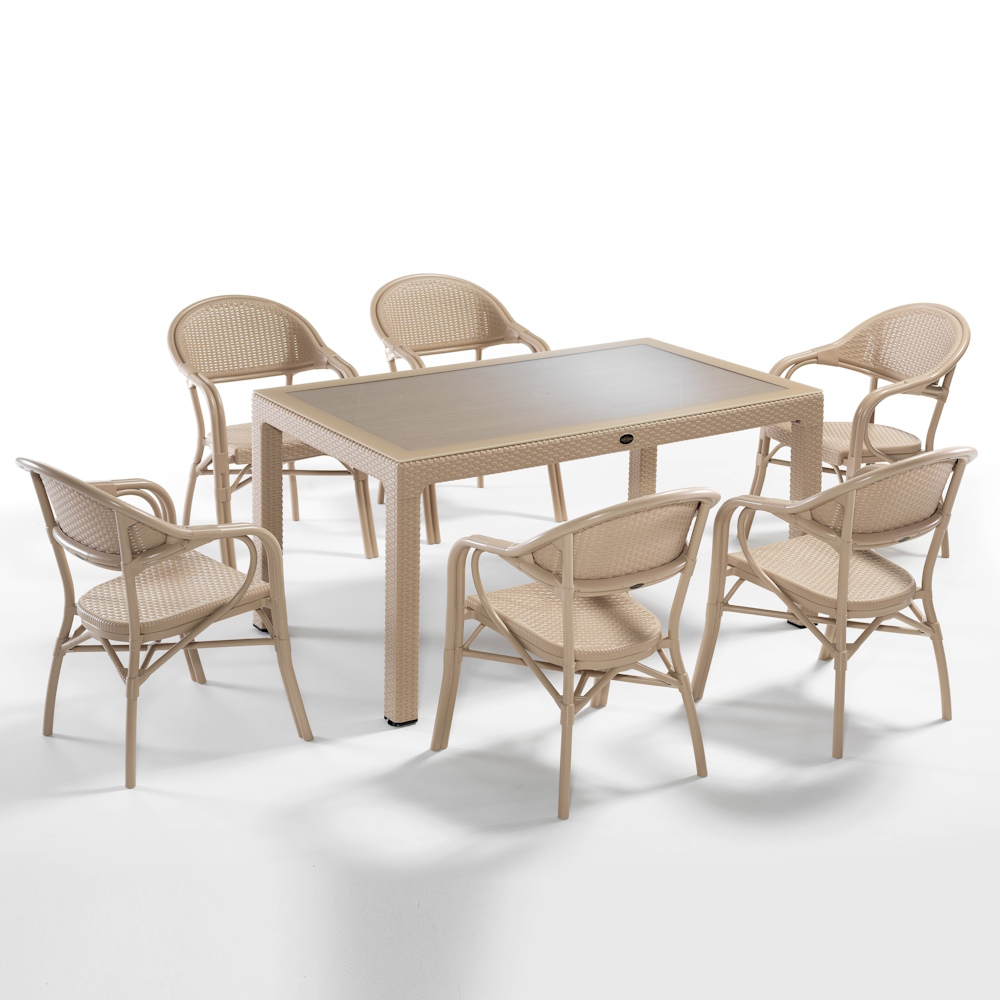 Nirvana 6 Seater Rectangular Set - Cappucino