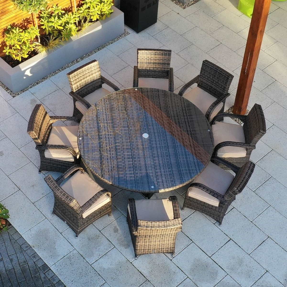 8 Seater Round Cairo Rattan Dining Garden Furniture Set