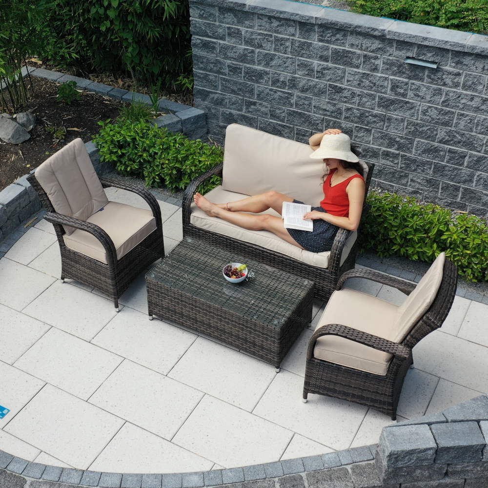 Cairo 2 Seat Rattan Sofa with Coffee Table and 2 Chairs