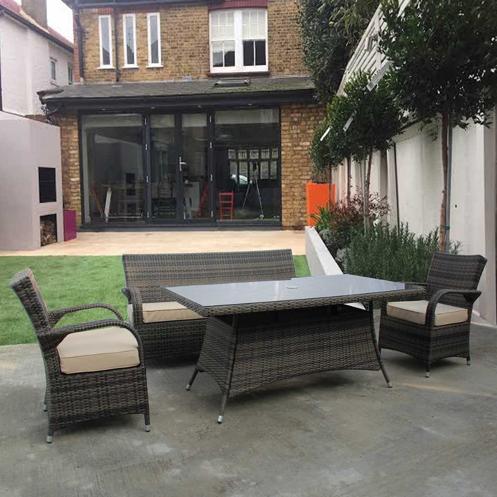 Cairo Chocolate 3 Seater Sofa with Rectangular Table and 2 Chairs