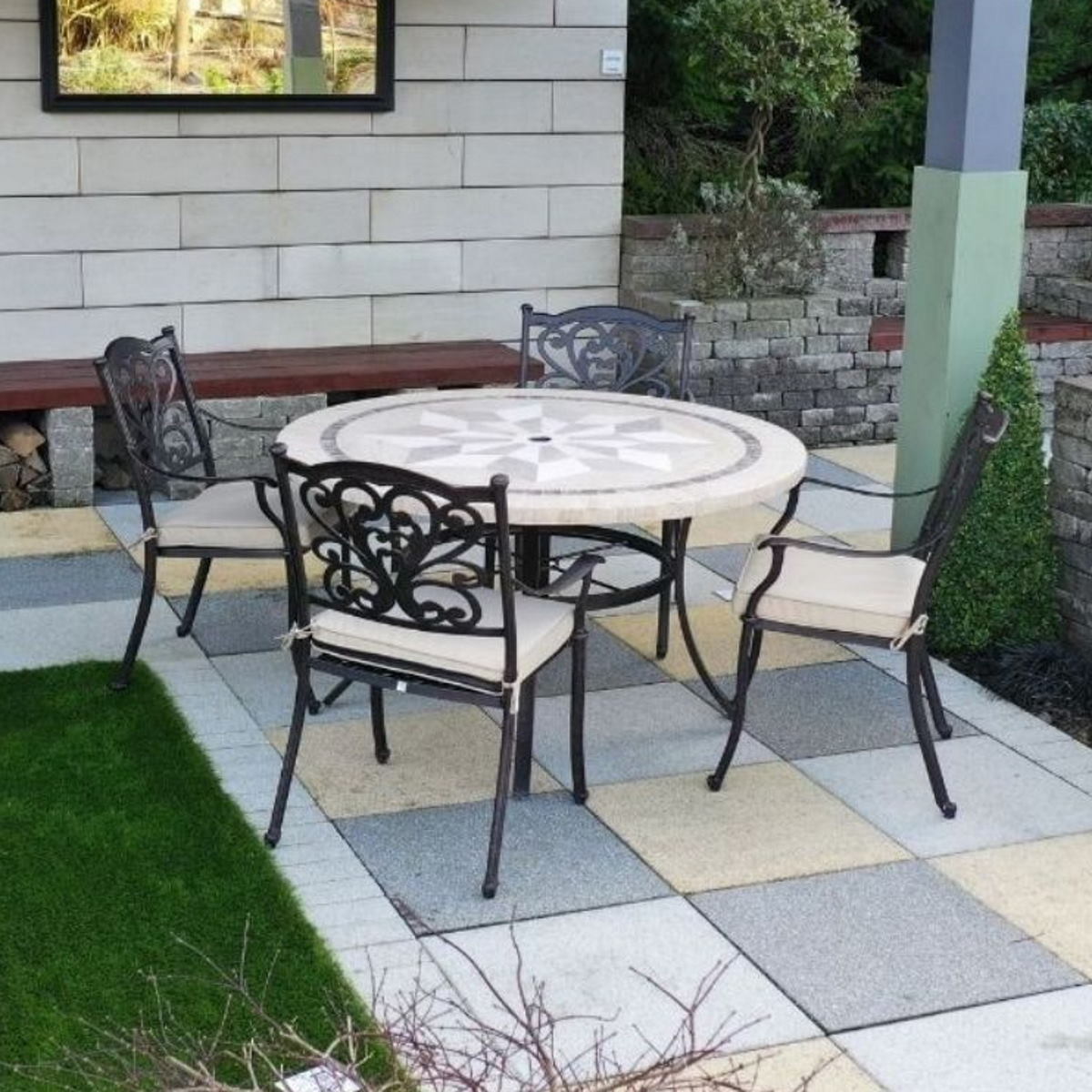 Hampshire 4 Seat Bronze Cast Aluminium Set with Stone Dalkey Table