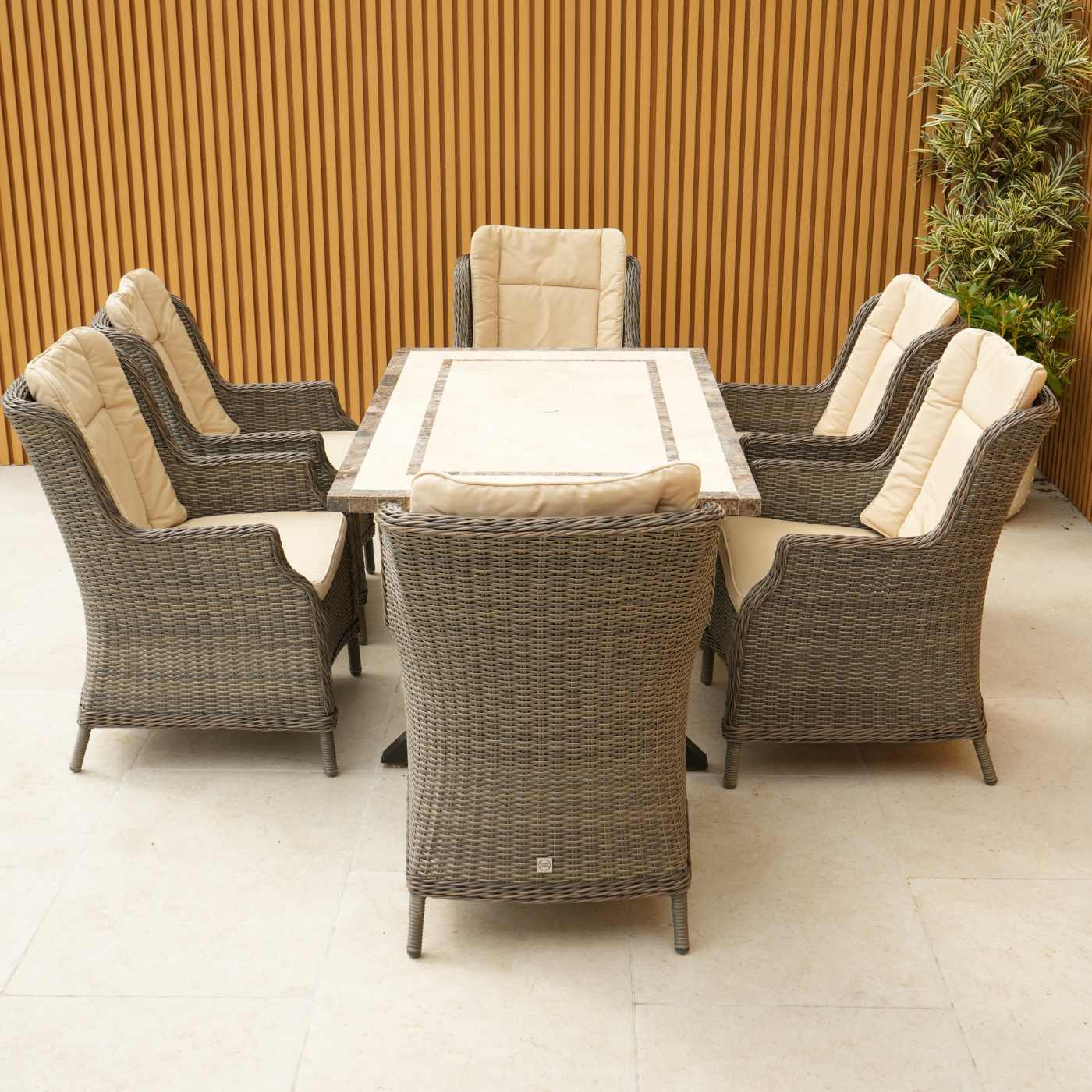 Killiney 6 Seat Rectangular Garden Set with Rattan Boston Chairs