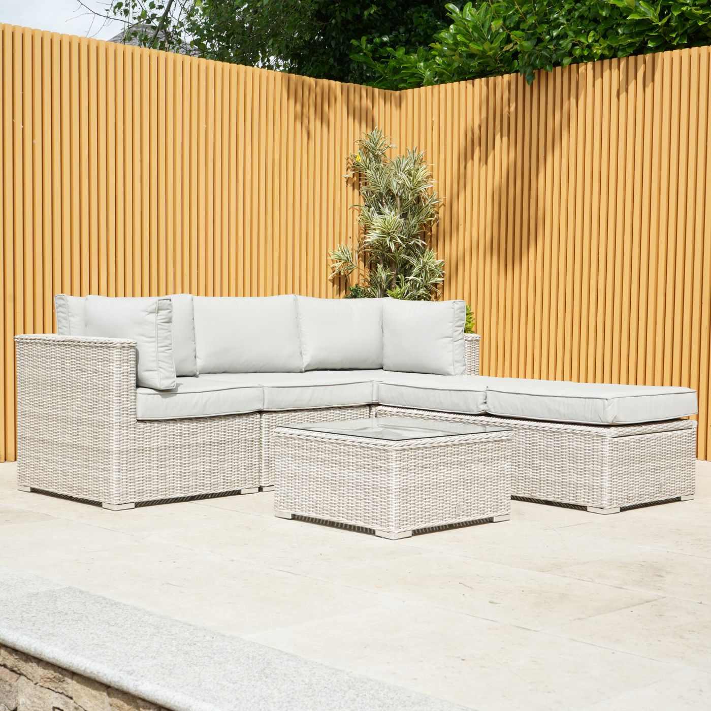 Hamilton Rattan Corner Reclining / Sunlounger Sofa Set with Footstool