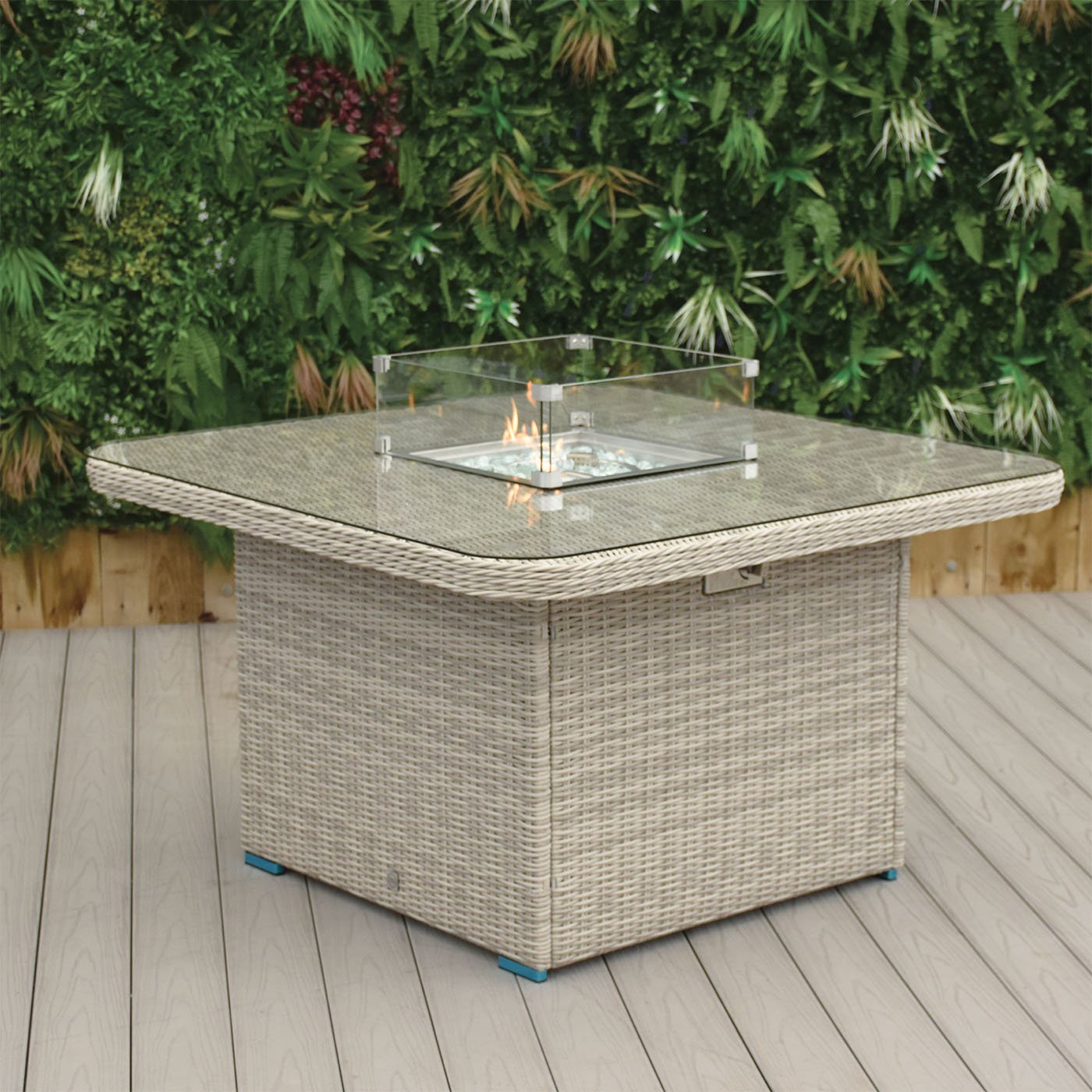 Hamilton Square Rattan Gas Firepit Table