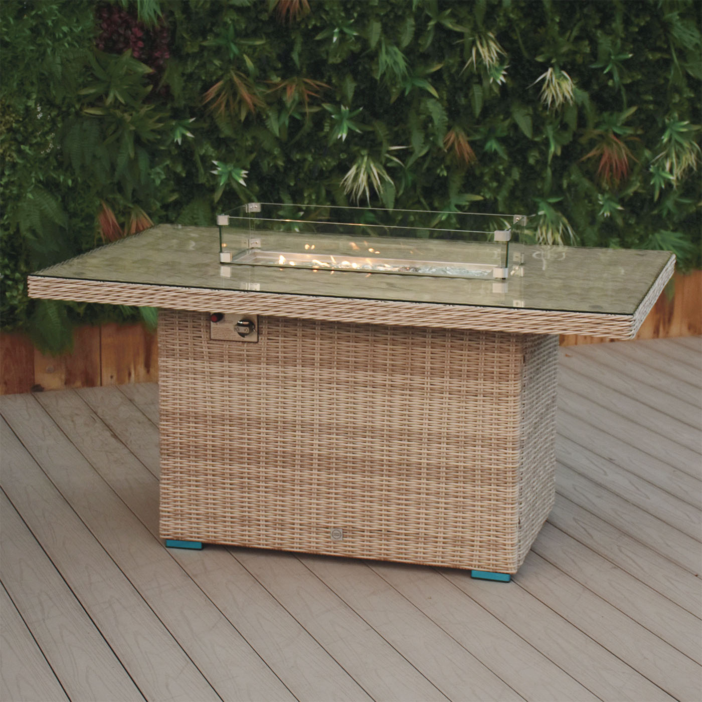 Hamilton Rectangular Rattan Gas Firepit Table