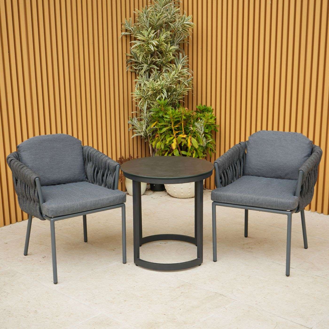 Galaxy Aranweave Bistro Set in Grey