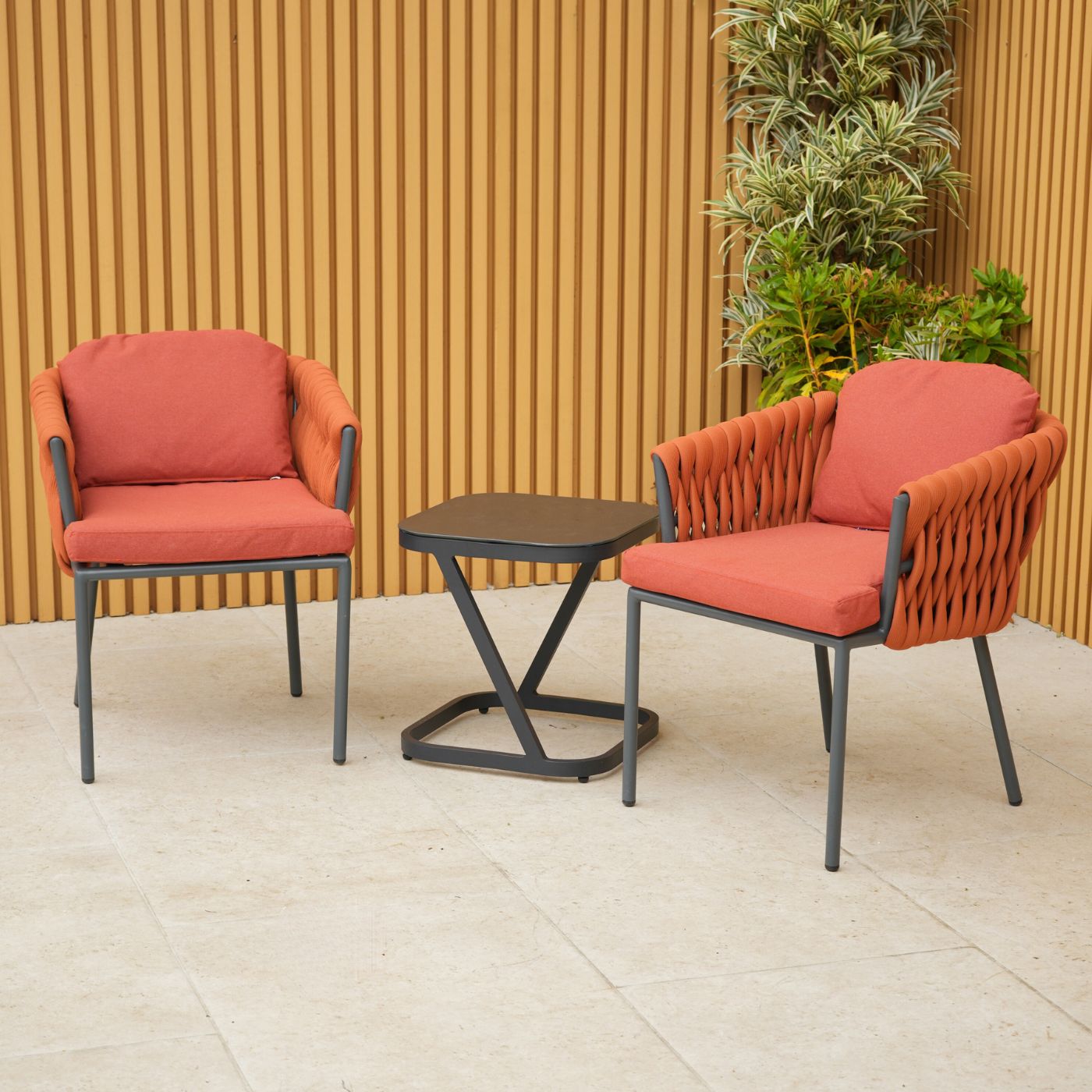 Galaxy Aranweave Side Table Bistro Set in Orange