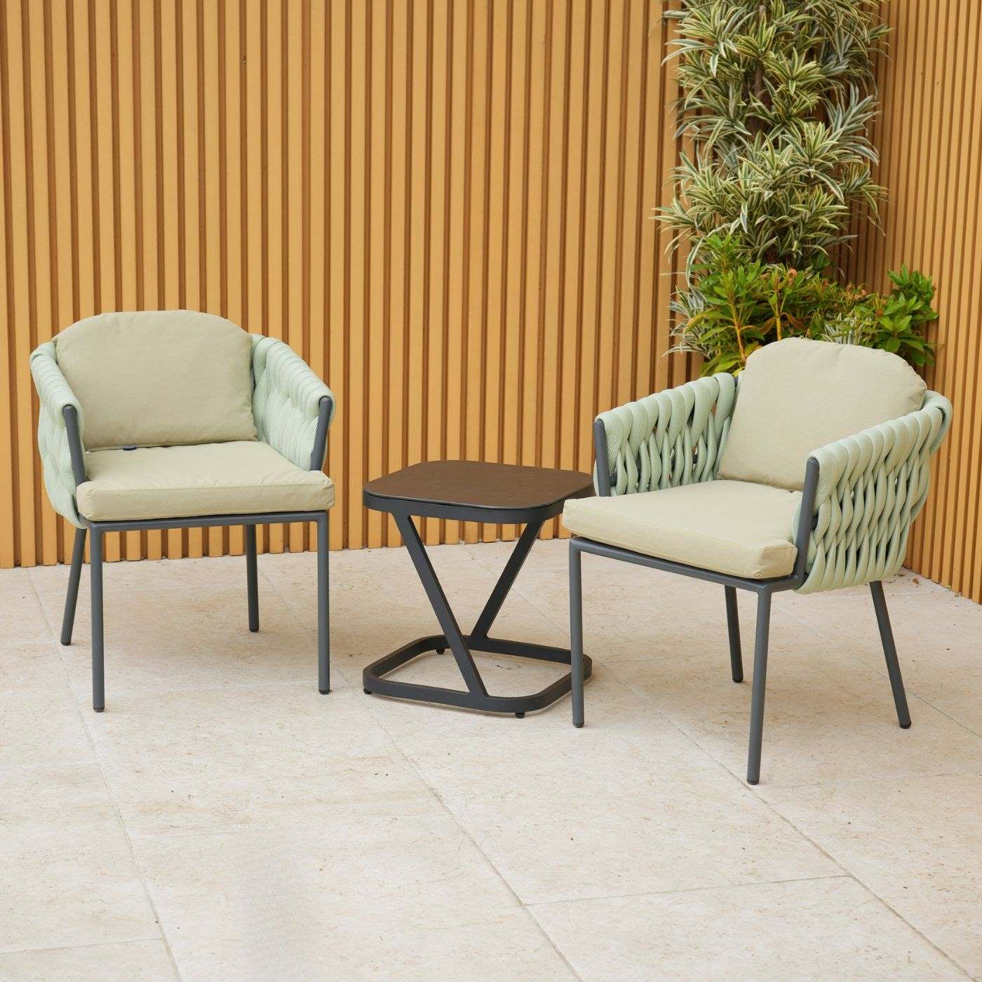 Galaxy Aranweave Side Table Bistro Set in Green