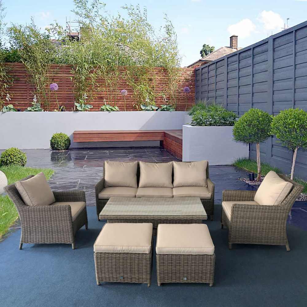 Perth Rattan Sofa Dining Set with Rising Table