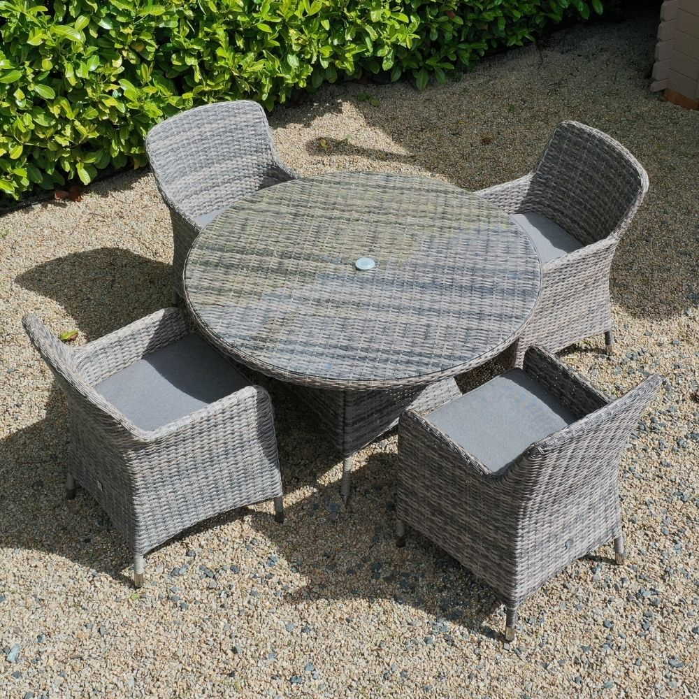 Adare Tahiti 4 Seater Rattan Round Dining Set