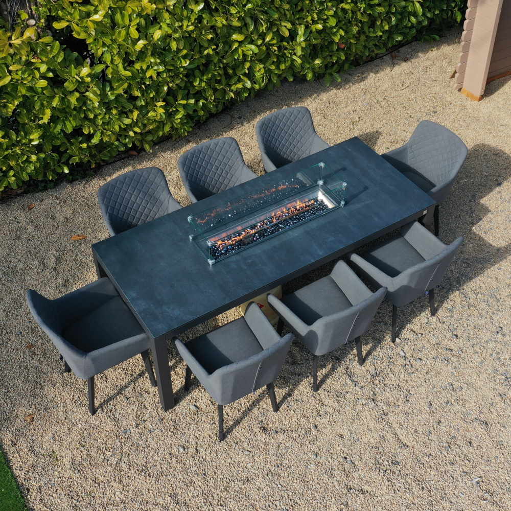 Galaxy 8 Seat Rectangular Firepit Set - Light Fabric
