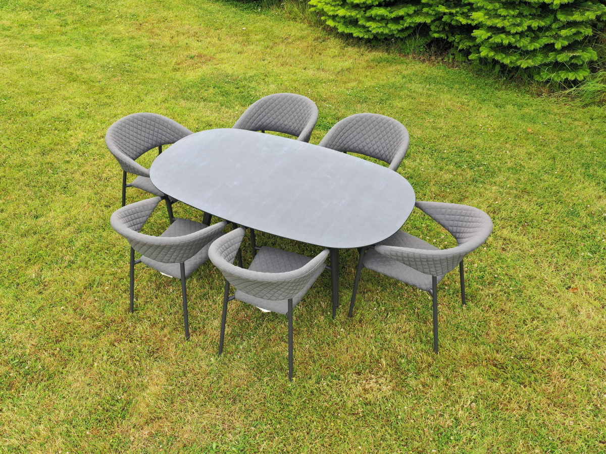 Galaxy 6 Seat Oval Set with Elements Chairs  - Dark Grey