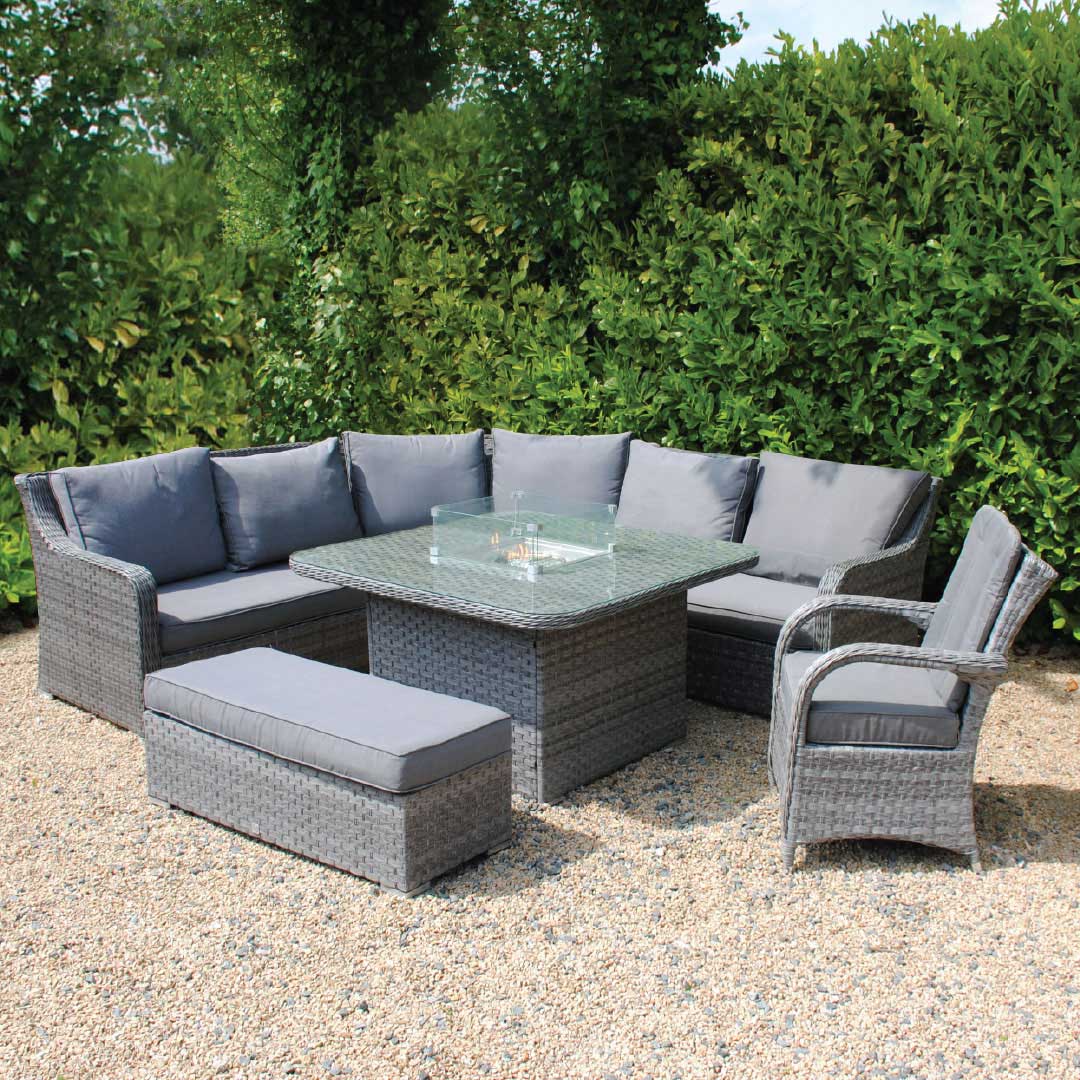 Halifax Rattan Corner Firepit Sofa Set With Chicago Chair