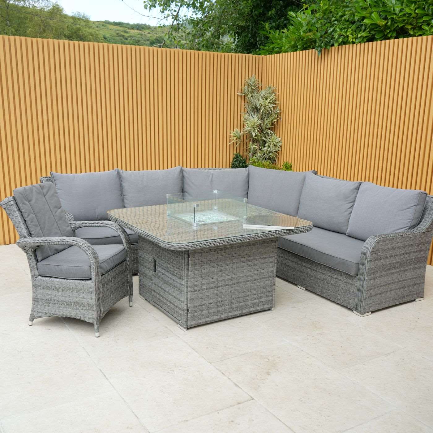 Vancouver Corner Sofa With Halifax Firepit Table And Chicago Chair