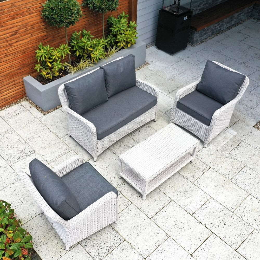 Roma 2 Seat Sofa Rattan Lounge Set - Light Grey
