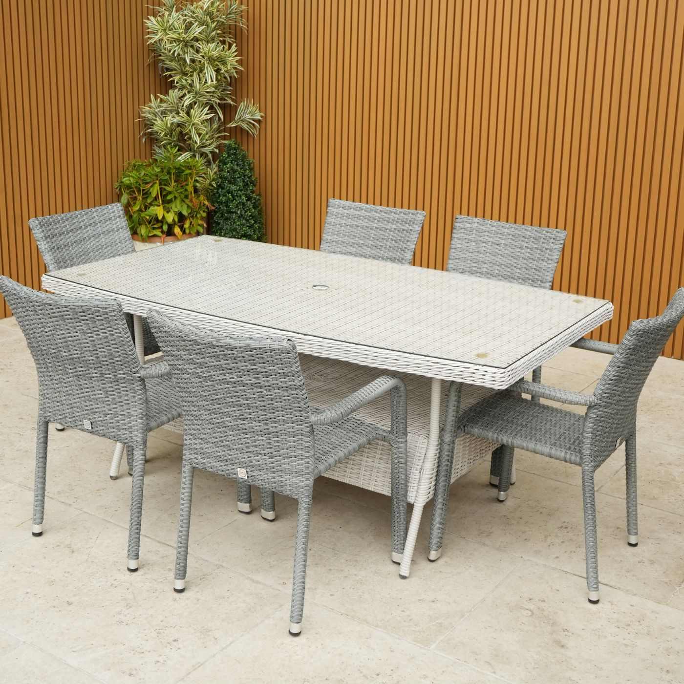 Roma 6 Seat Oblique Table Set with Oliveira Chairs