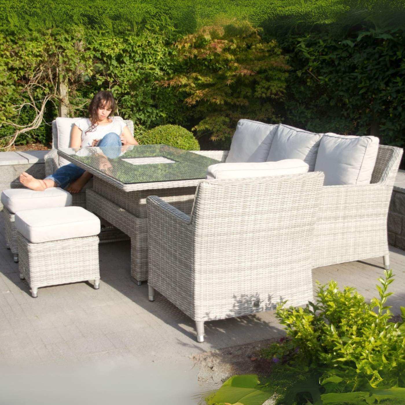 Hamilton 3 Seat Sofa Set with Rectangular Rising Table and Ice Bucket