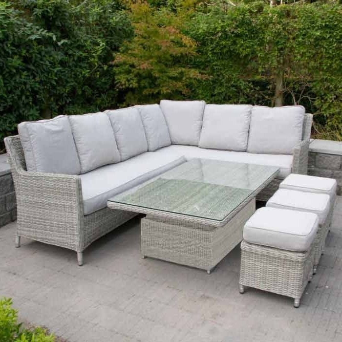 Hamilton Left Hand Sofa Corner Set with Rectangular Rising Table & Footstools