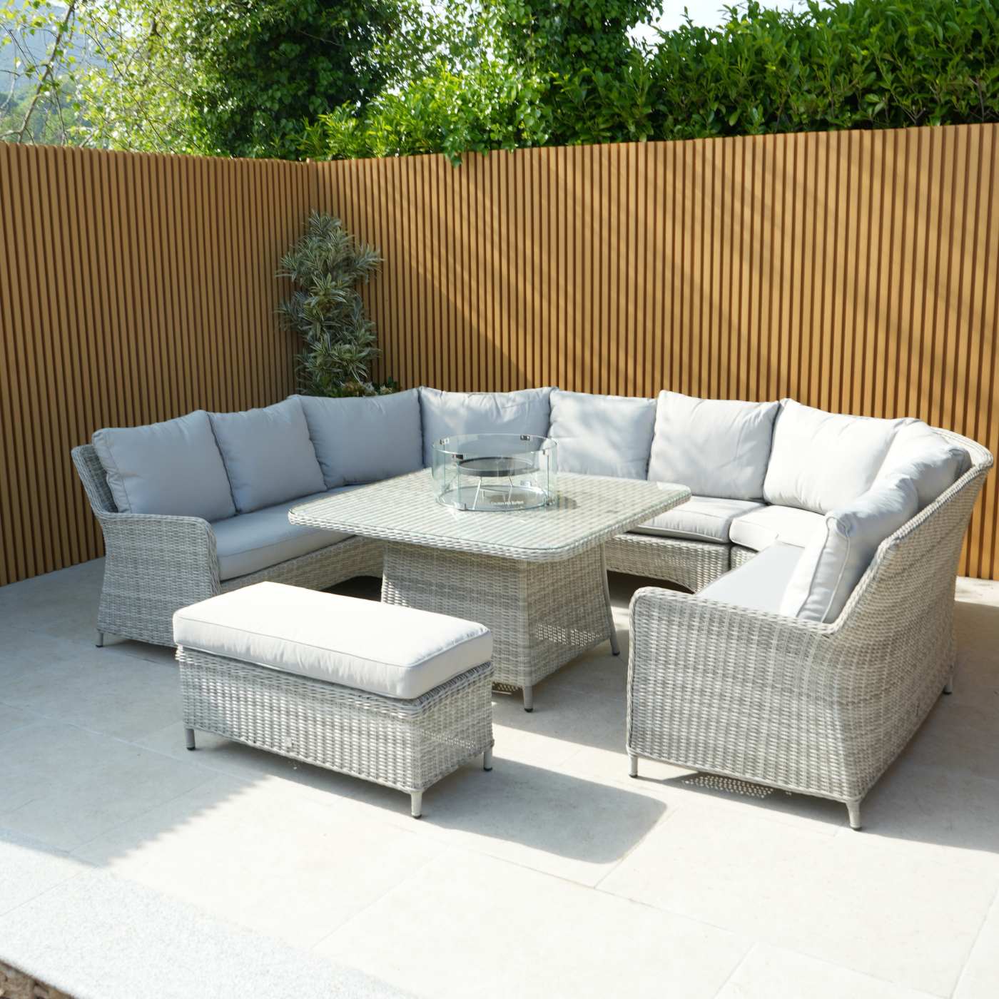 Hamilton U Shaped Sofa Set with Firepit Table