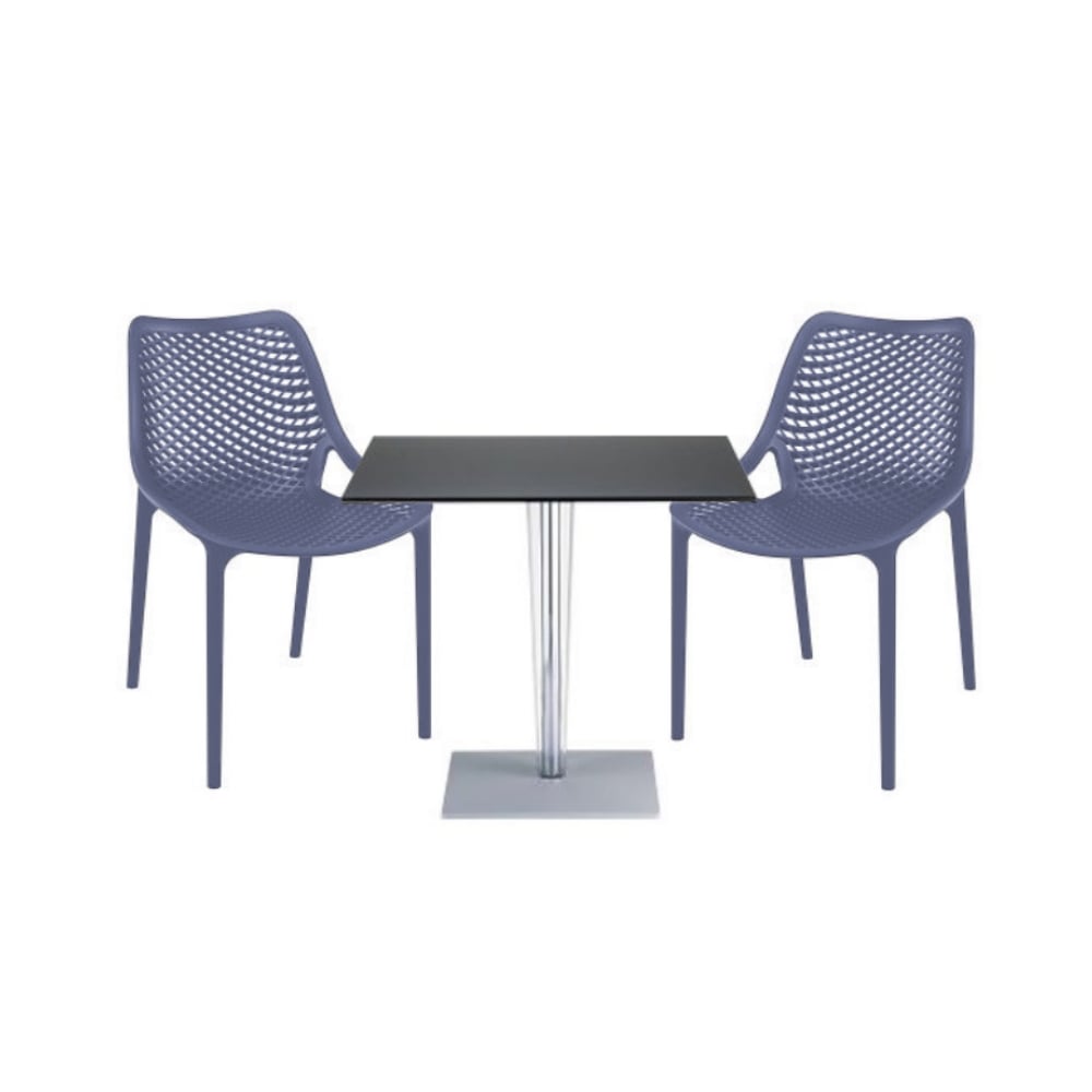 Air Chair & Square Lulu Table Bistro Set - Grey