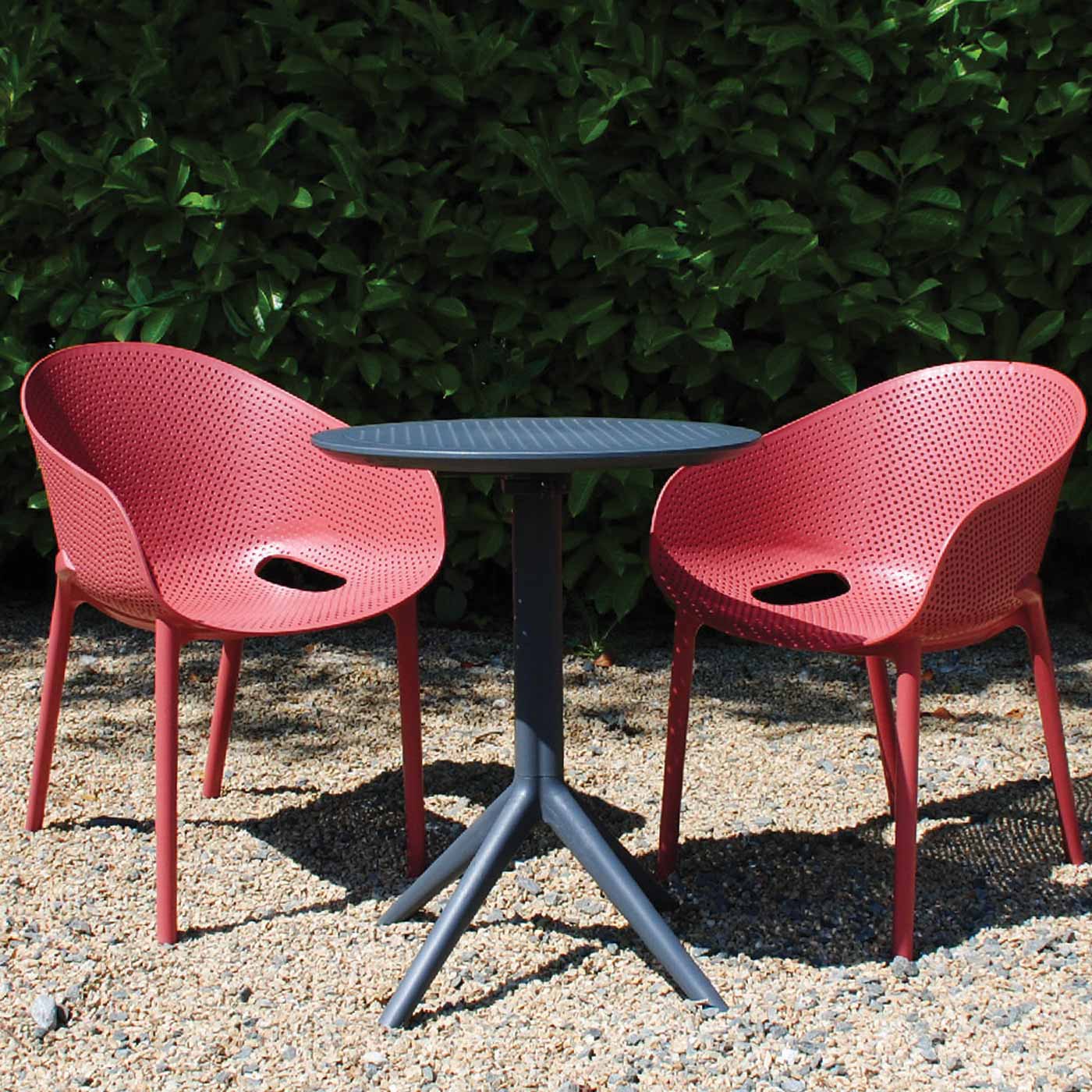 Sky 2 Seater Set Table in Grey with Sky Pro Chairs in Marsala
