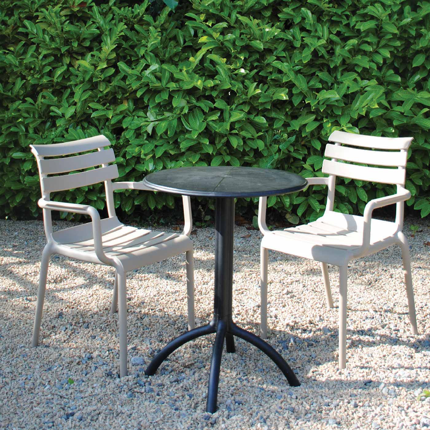 2 Seater Octopus Table Black With 2 Paris Chairs in Taupe