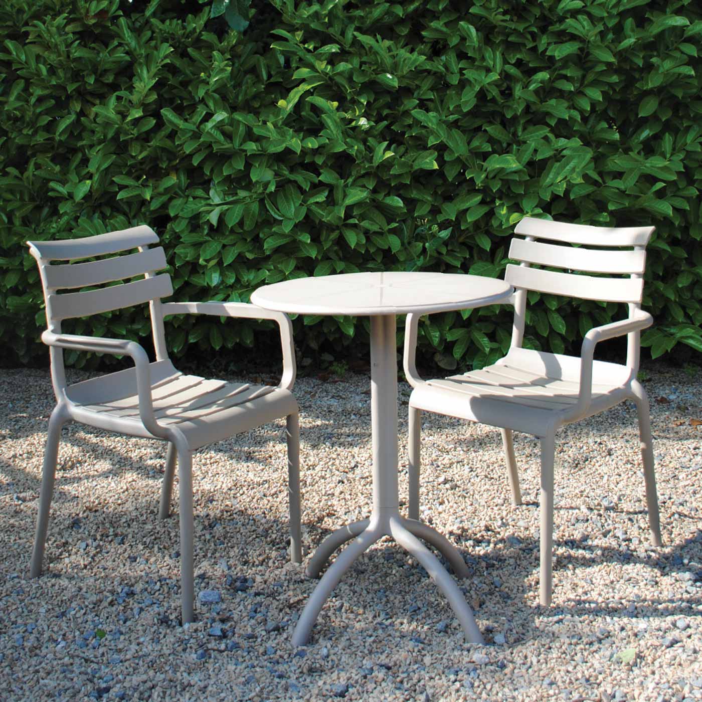 2 Seater Octopus Round Table with Paris Chairs in Taupe