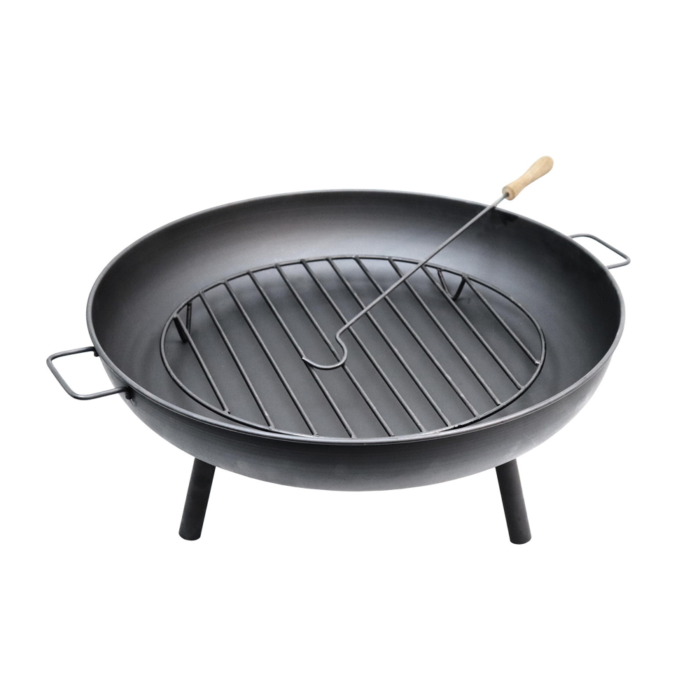 100cm Diameter Large Deluxe Firepit With Handles & Grill