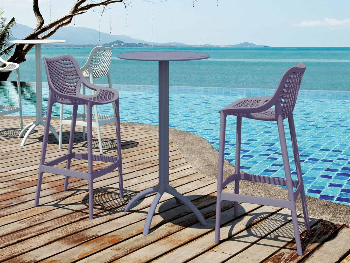 2 Air Bar 75 Stools and Octopus Bar Table Set in Grey