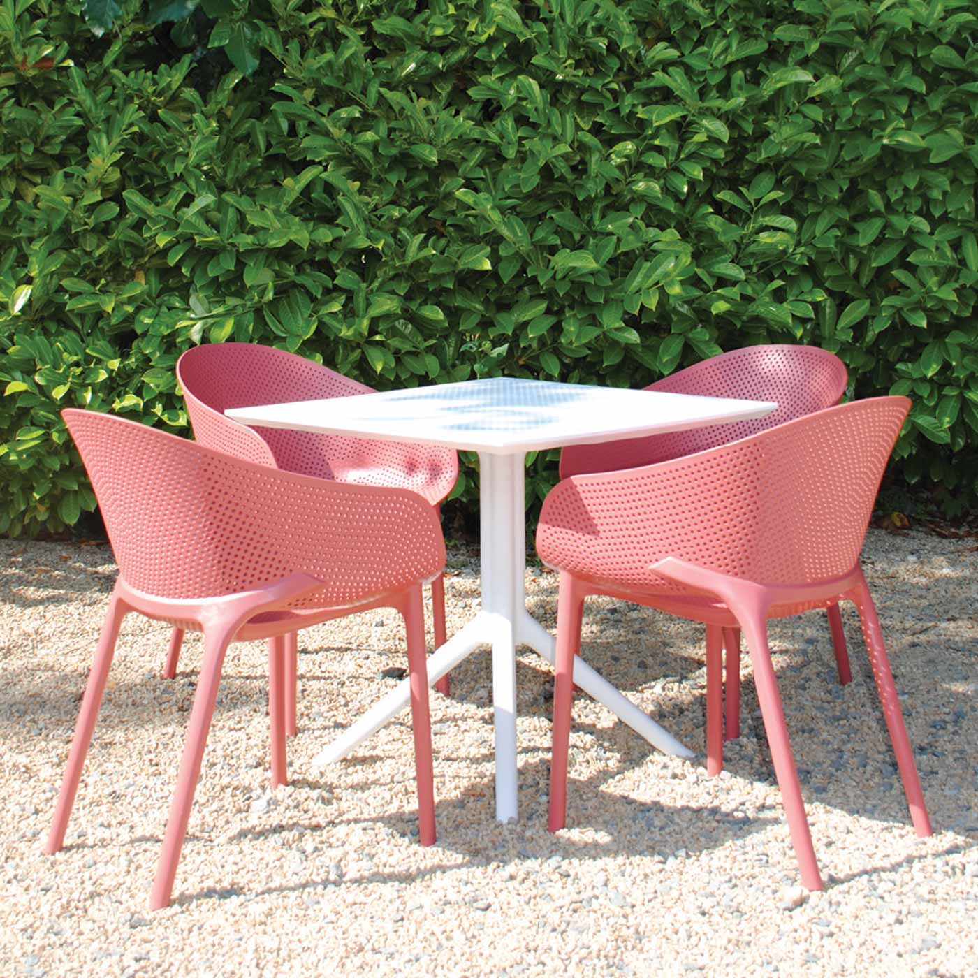 4 Seater Sky 80cm x 80cm Table In White With Sky Pro Chairs in Marsala