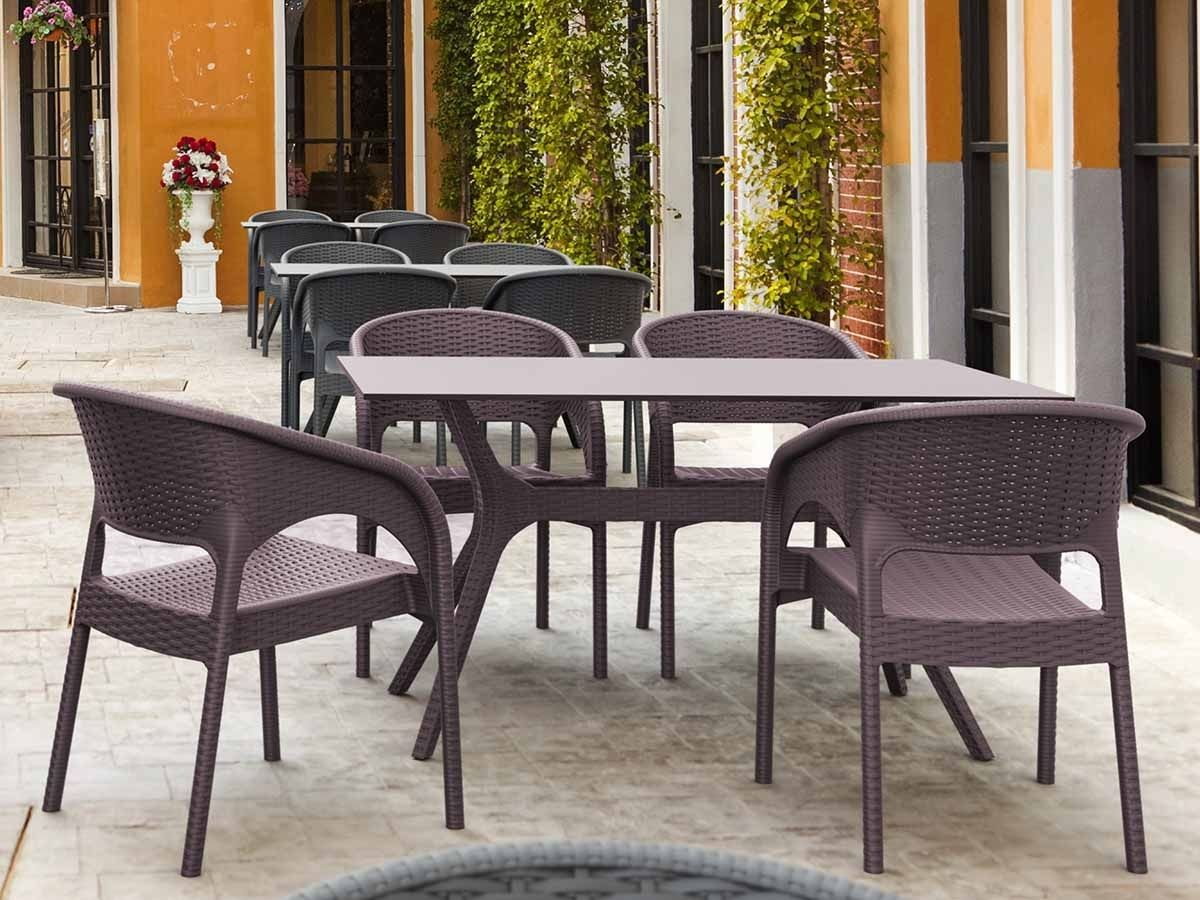 4 Panama Chairs and Ibiza 140cm Table Set in Brown